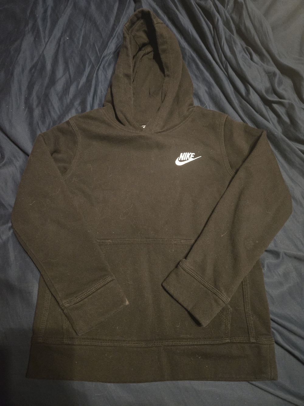 Nike Kids Black Crewneck Hoodie with White Logo